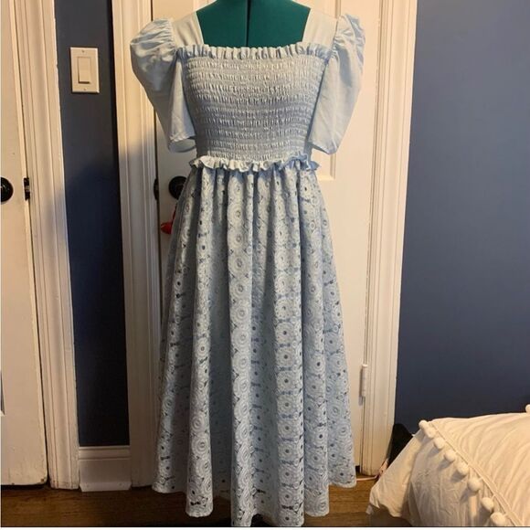 Rachel Parcell Blue Lace Smocked Waist Dress Size XS - Picture 3 of 10